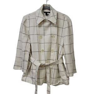 Lauren Ralph Lauren Double Breasted Linen Checked Jacket, XL